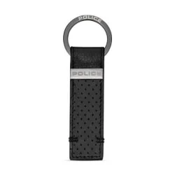 Police Orion Mens Leather Perforated Keyring